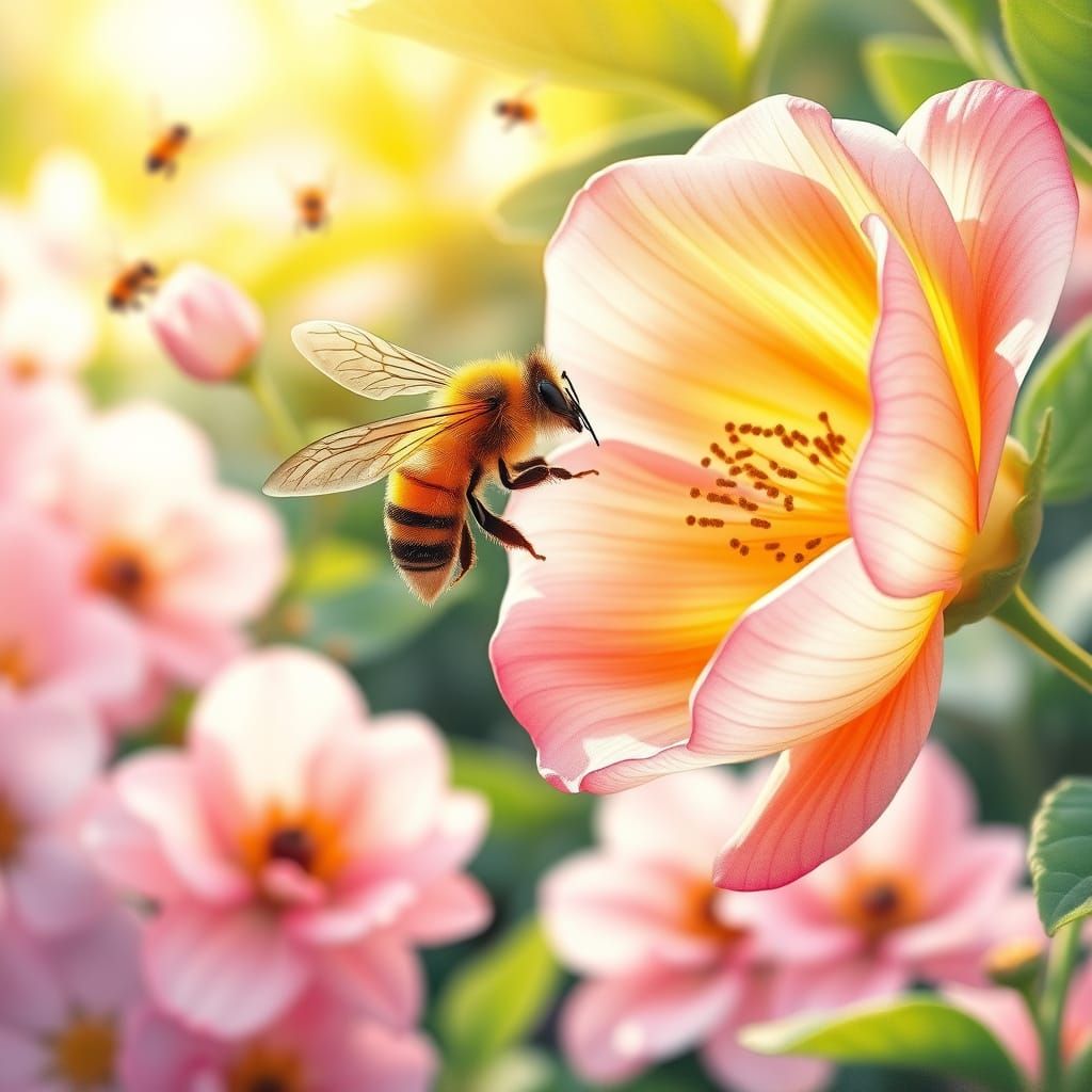 Whimsical Honey Bee in Sun-Kissed Bloom