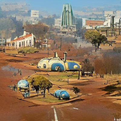 Futuristic Cityscape Concept Art: Retro-Brutalism