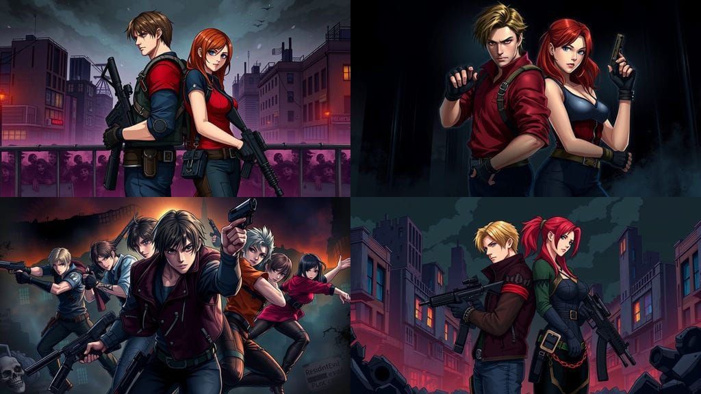Manga-Inspired Resident Evil Heroes in Anime-Style Flat Art