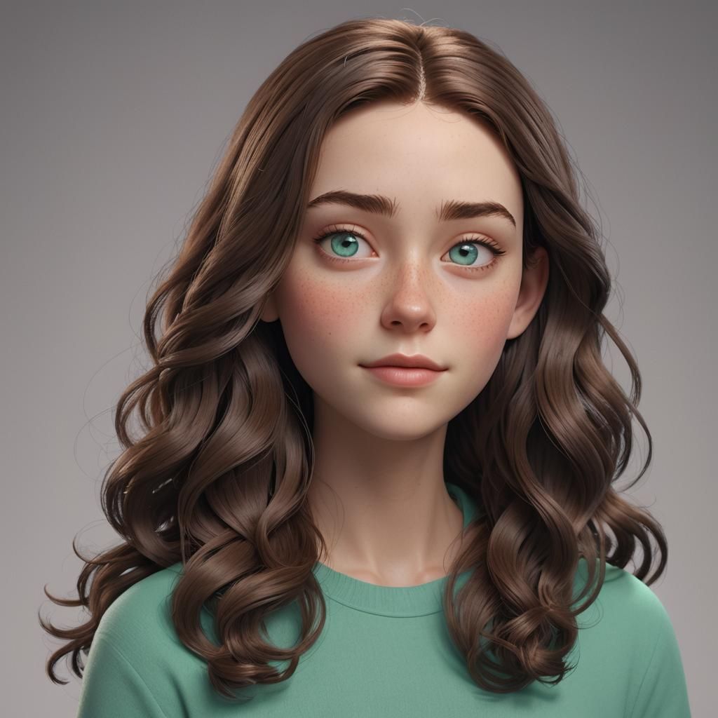 Pixar Style Portrait of a Sixteen-Year-Old Girl