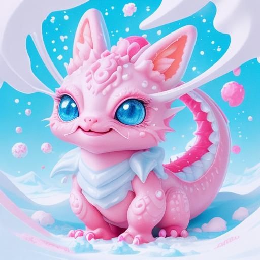 Adorable Pink Dragon in Candyland Art Style