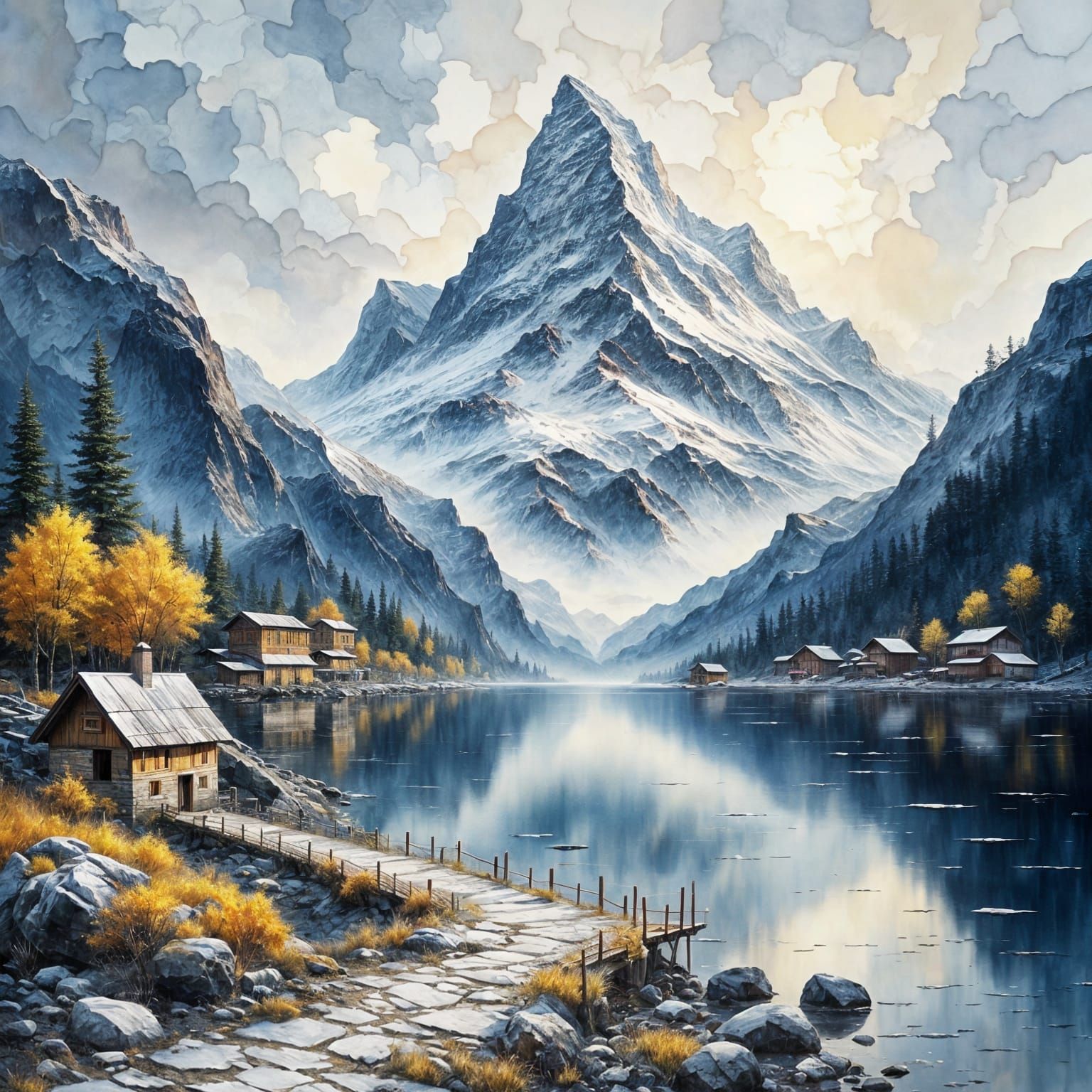 Breathtaking Watercolor and Oil Painting of the Matterhorn