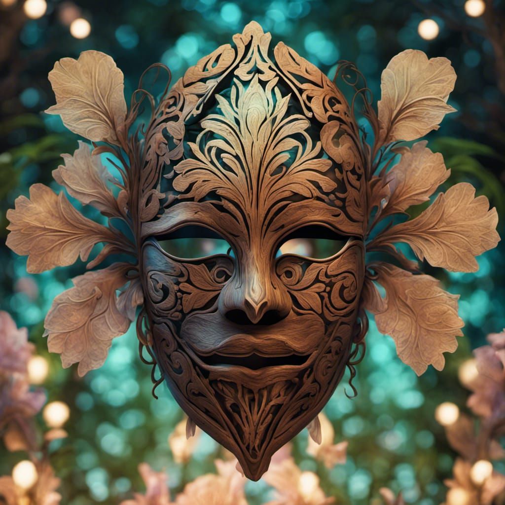 Bioluminescent Floral Mask in Jungle Setting