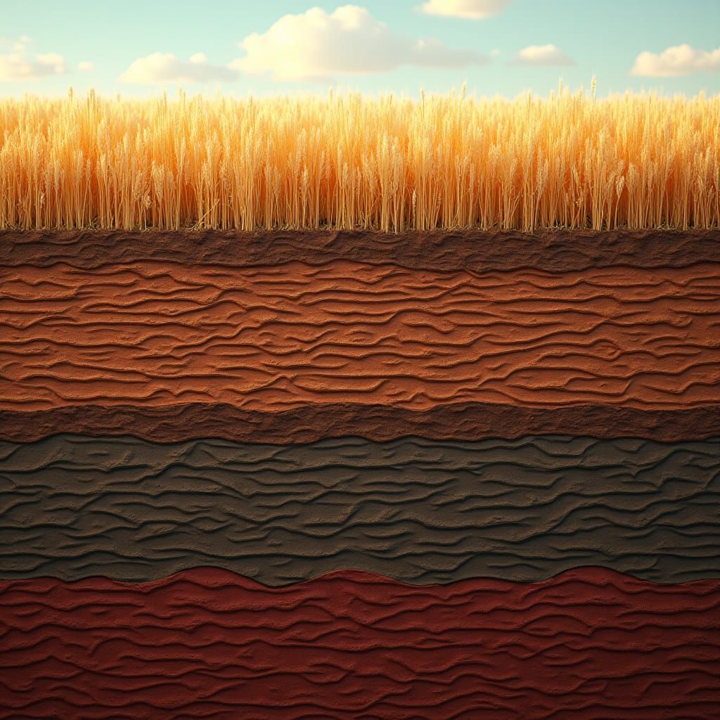 Detailed Soil Stratigraphy with Stubble Field, Digital Art