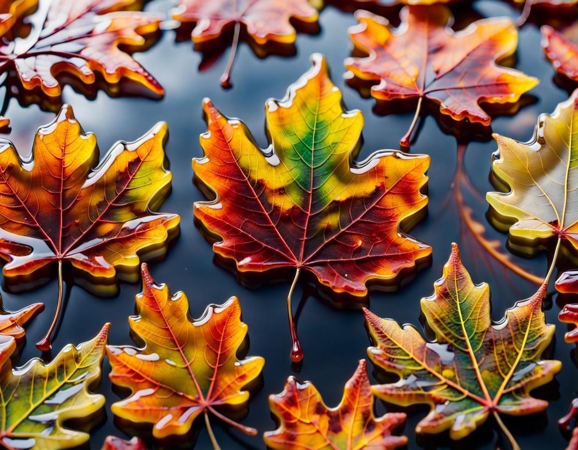 Encased Autumn Leaves in Clear Resin