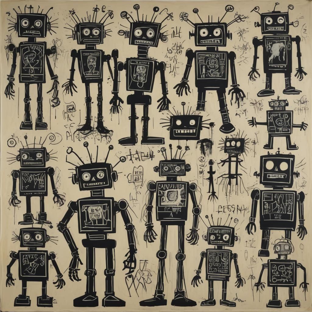 Robot Art Inspired by Basquiat and Dali