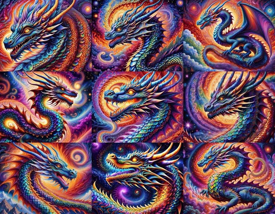 Celestial Dragon Coiled in Fractal Nebula