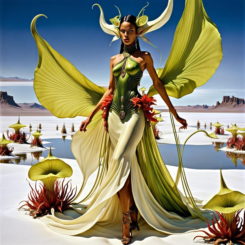 Cree-Goblin Runway Model in Underwater Gown