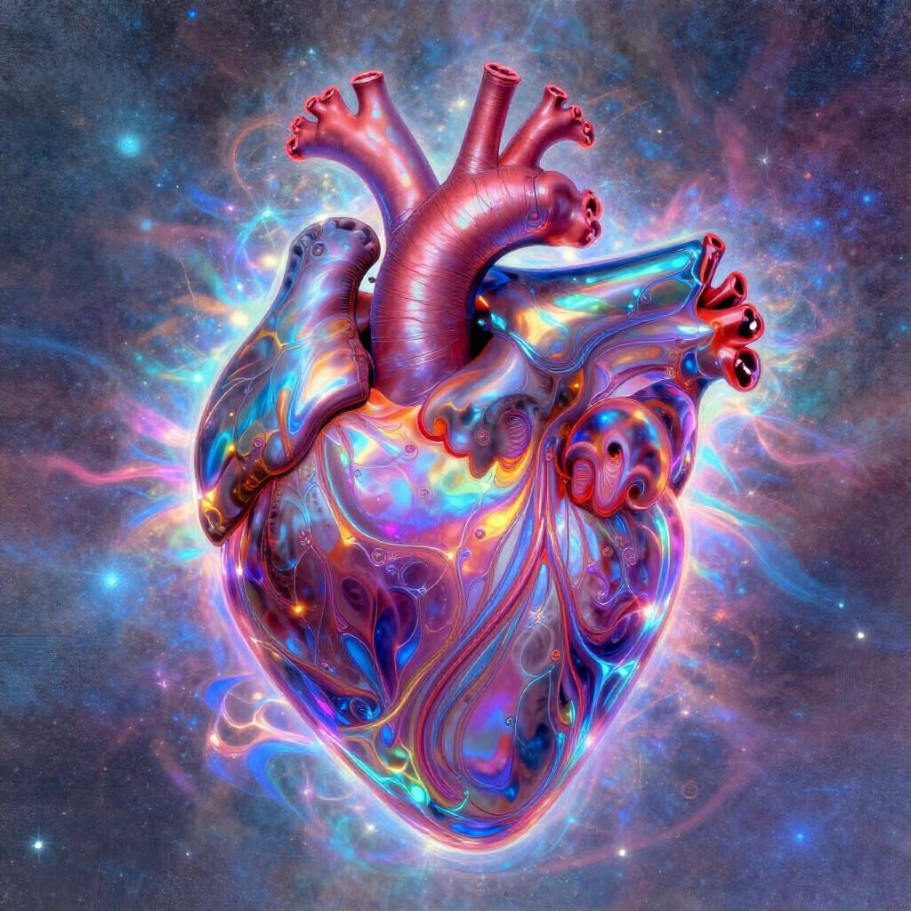 Holographic Cosmic Valentine Heart Illustration