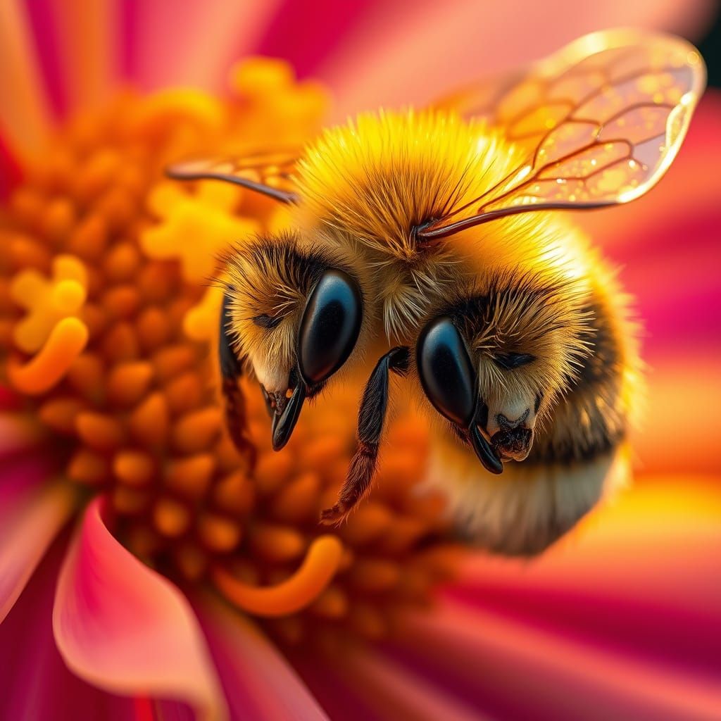 Dramatic Close-Up of a Bee in Hyperrealistic Detail