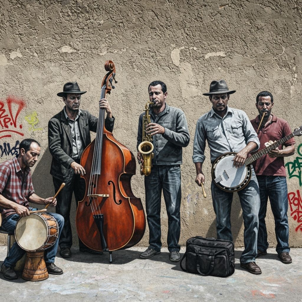 Gritty Athens Street Art Mural of Musicians