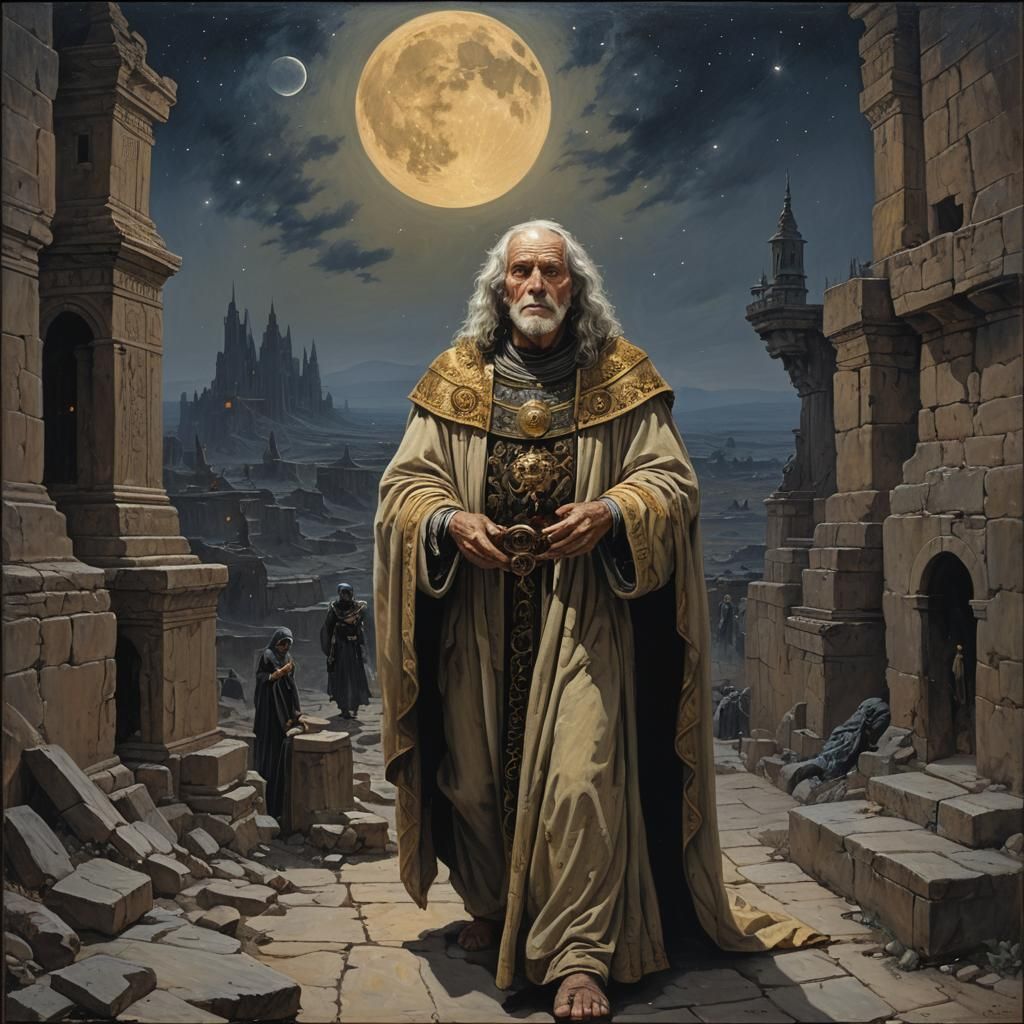 Dramatic Oil Painting Exploring Fate and Mortality