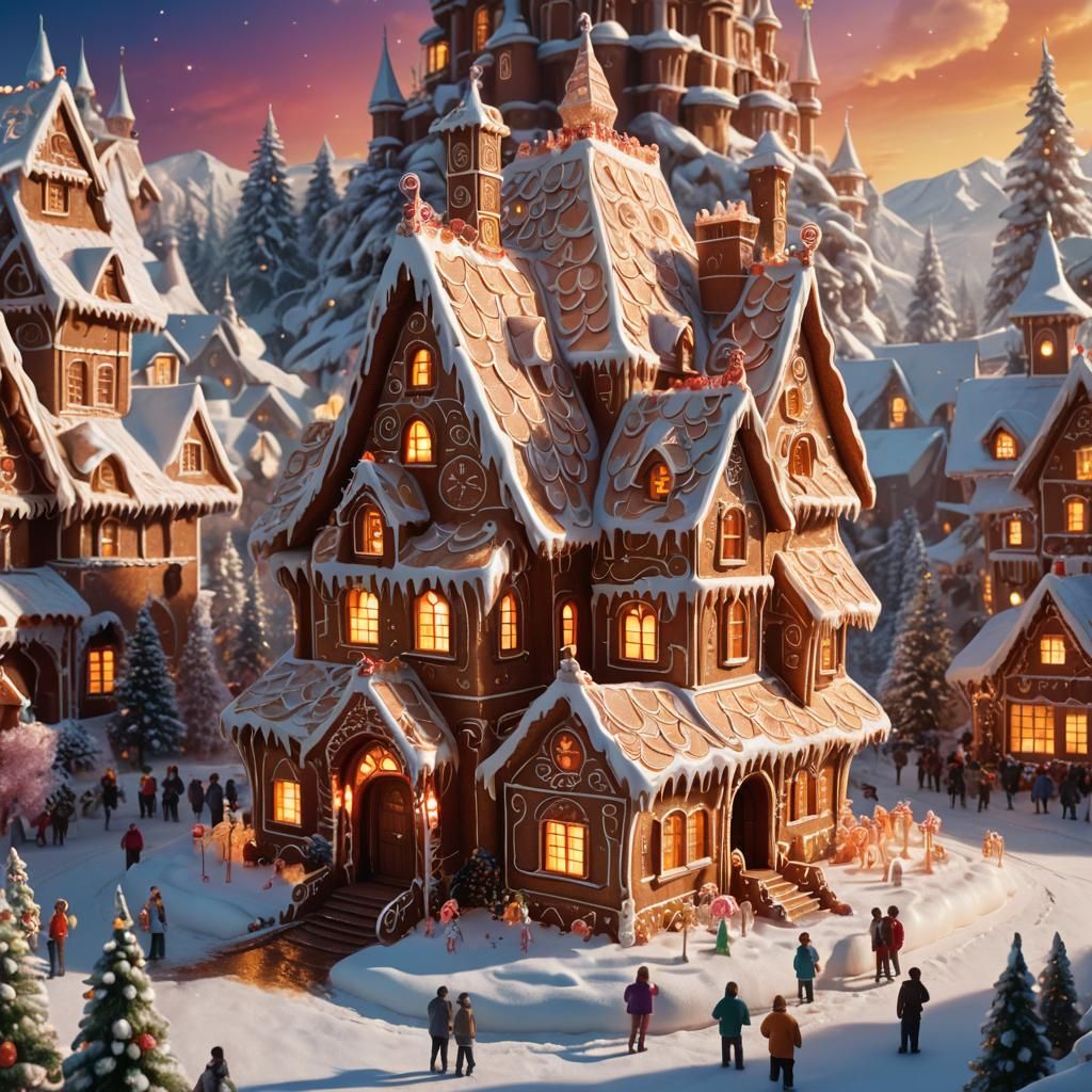 Giant Gingerbread House Concept Art in Fantasy Style