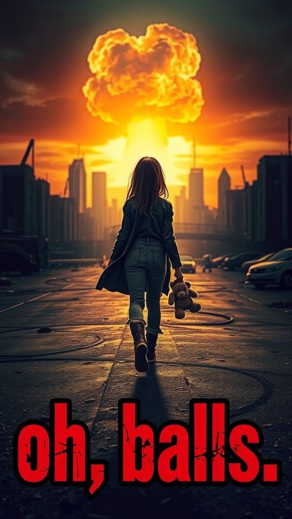 Cyberpunk Girl in Ruins of Nuclear Blast