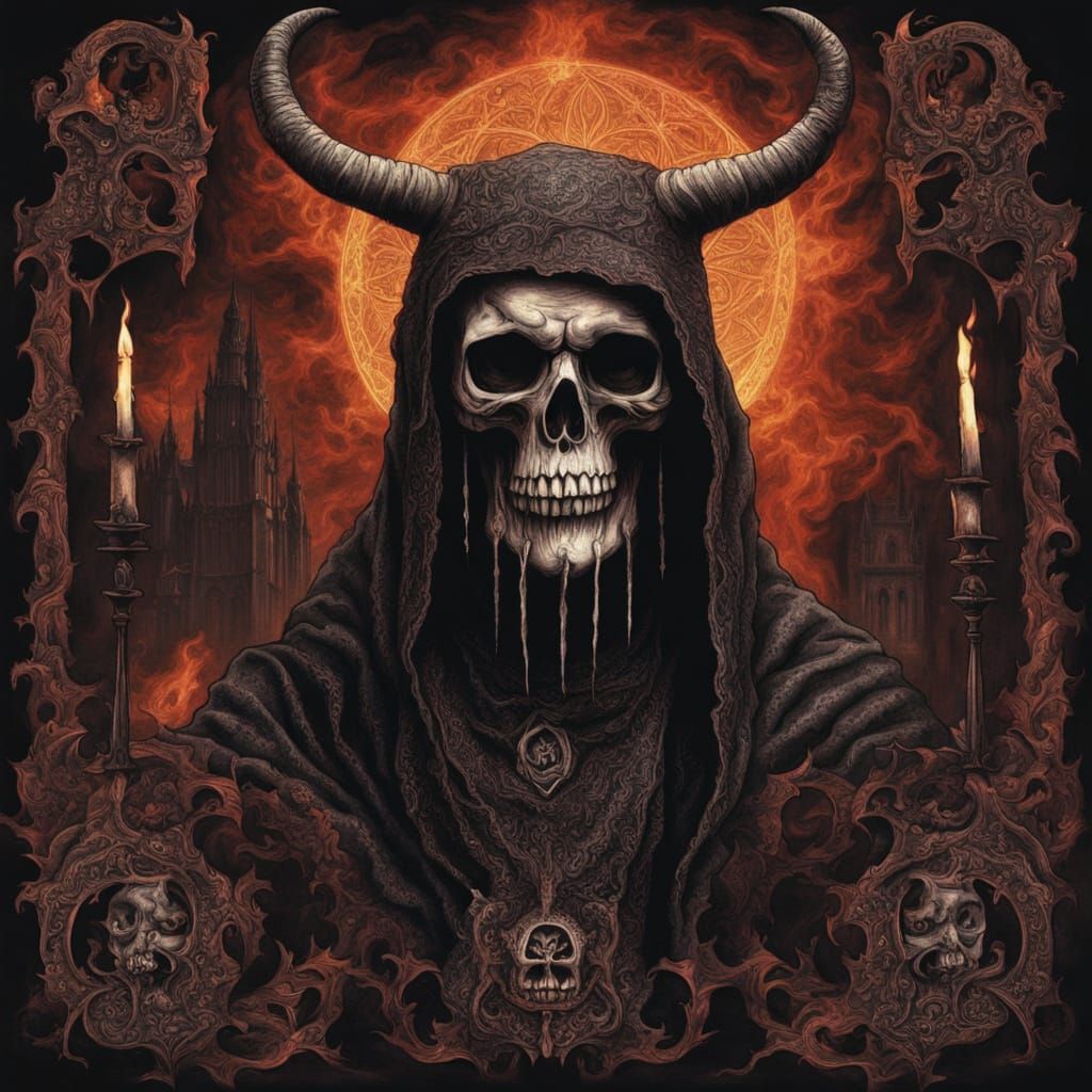 Satanic Black Metal Album Cover with mostly red hues