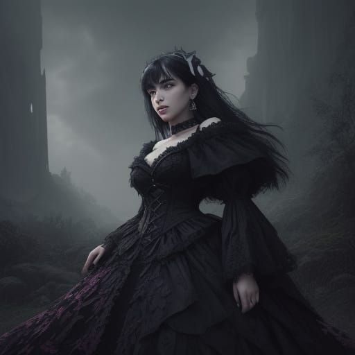 Gothic Dua Lipa Portrait in a Fantasy Realm