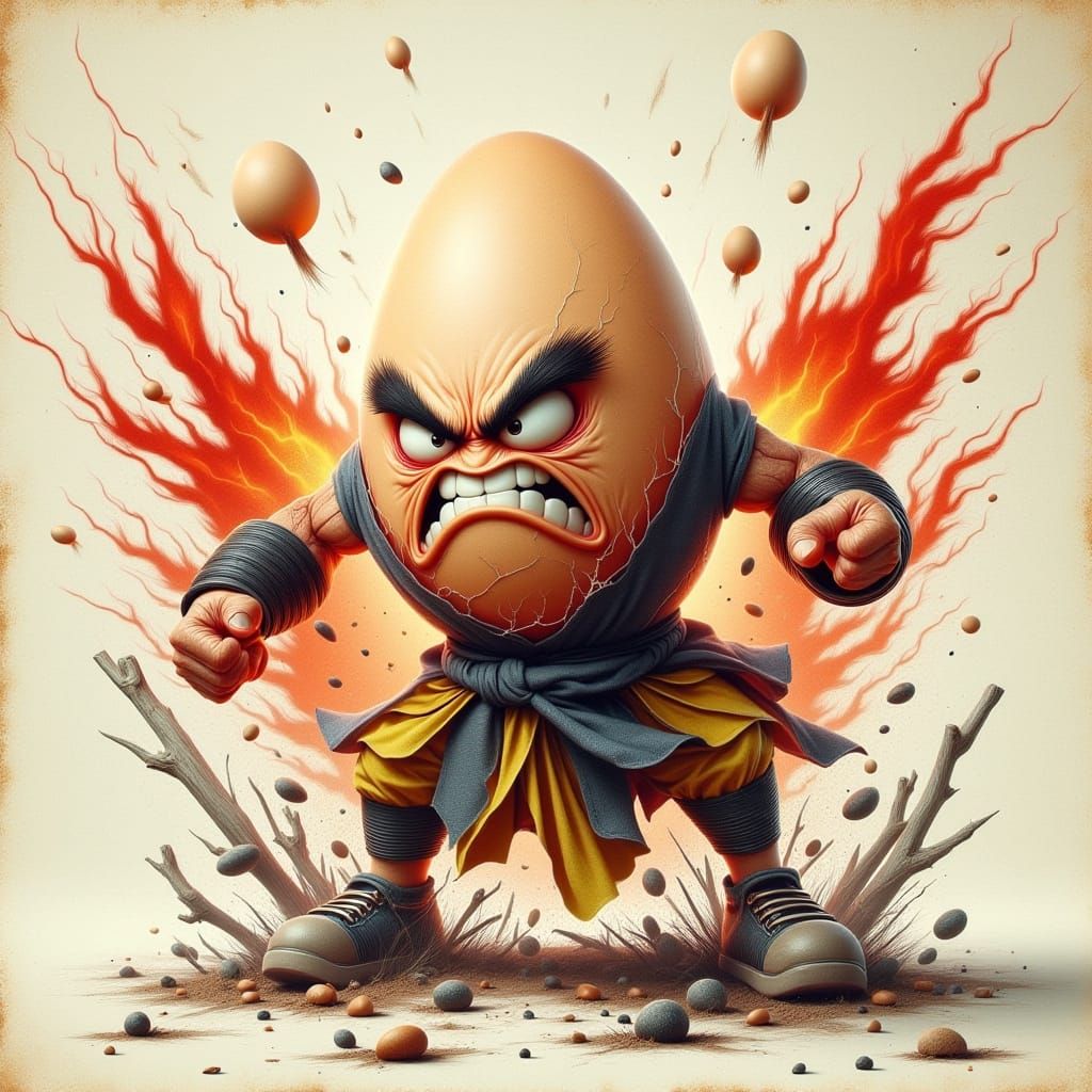 Angry Egg in Shaolin Kung Fu Style
