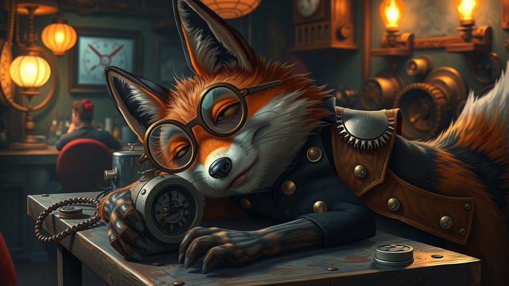 Steampunk Fox in Despair