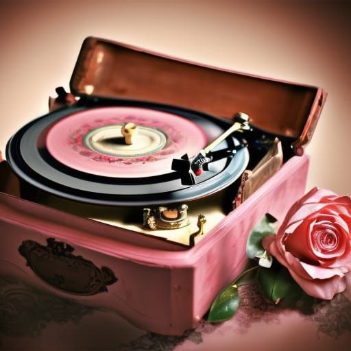 Romantic Rose by Vintage Record Player
