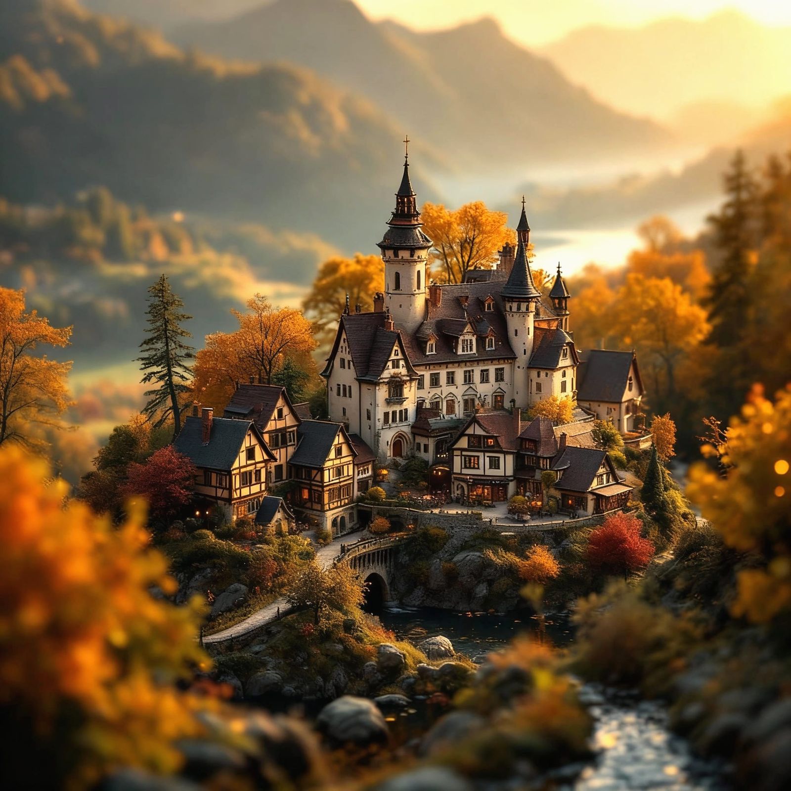 Miniature Idstein Village in Autumn Light