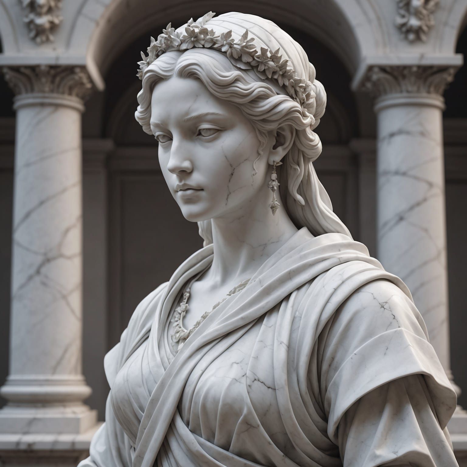 Marble Statue in Style of Giovanni Strazza