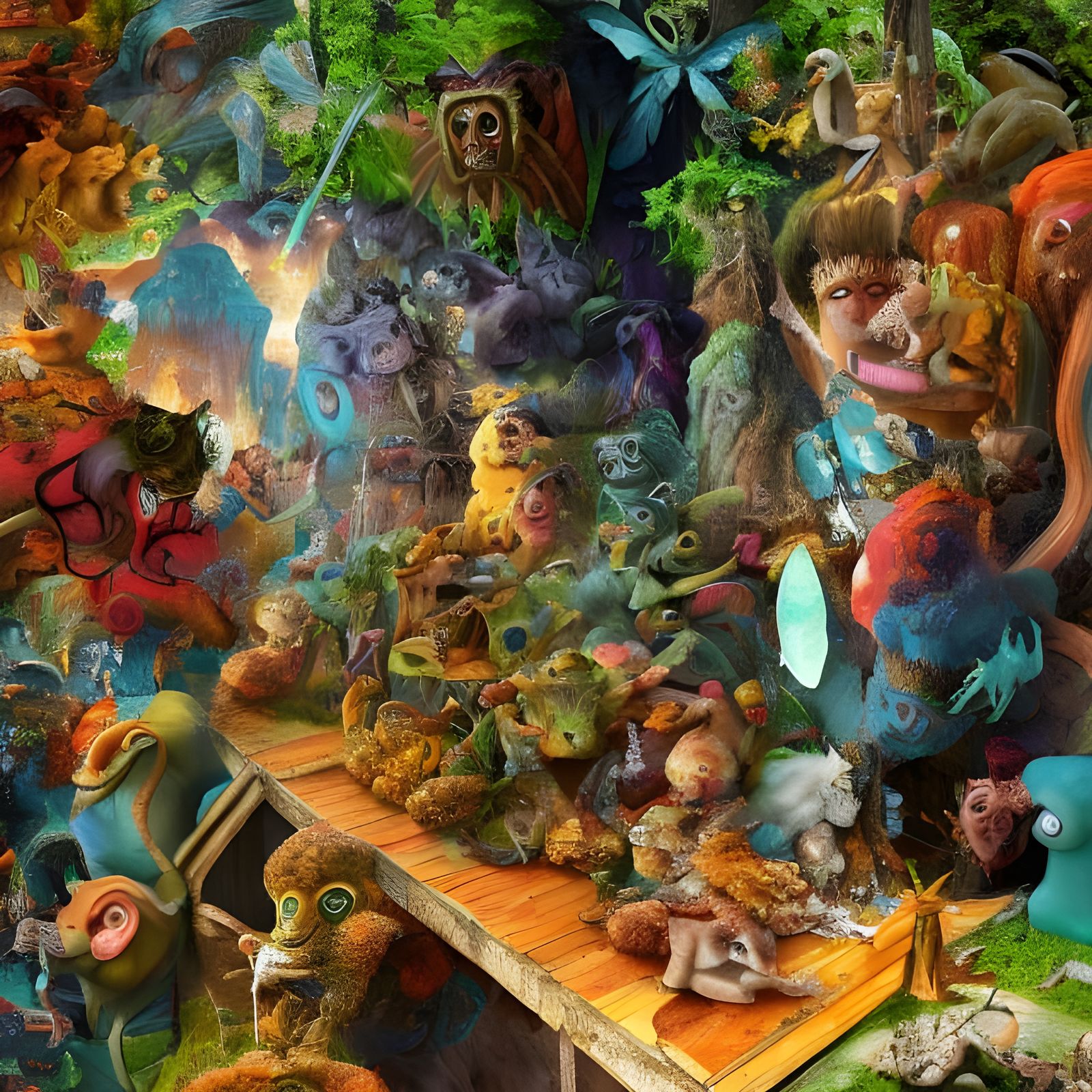 Futuristic Cityscape with Bizarre Creatures in Digital Art