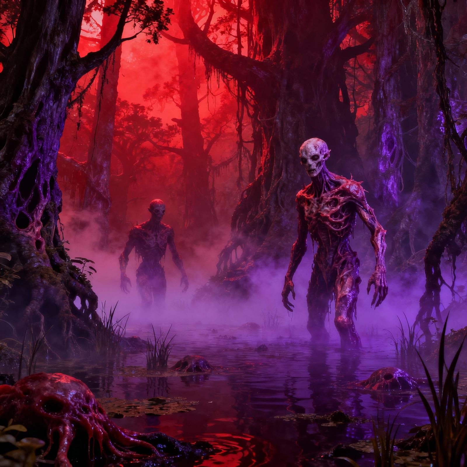 Hellish Swamp Biosphere with Uncanny Simulacrums