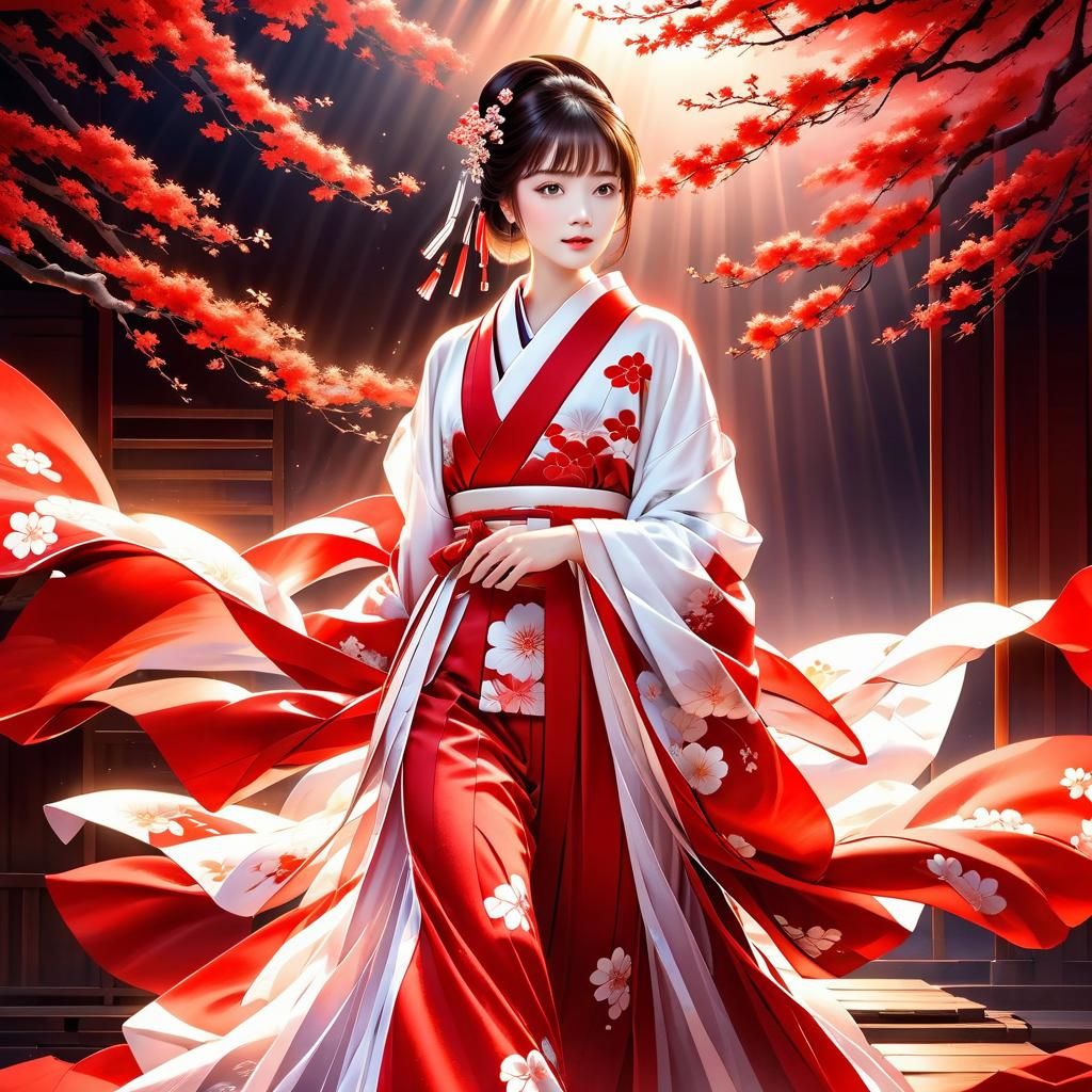 Actress in Kimono on Stage: Airbrush Art