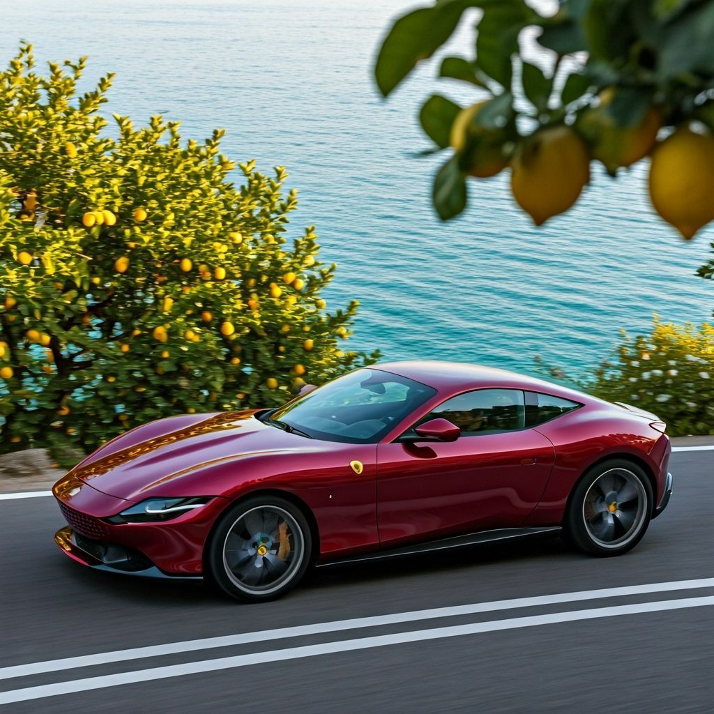 Ferrari Roma Navigates Amalfi Coast Road