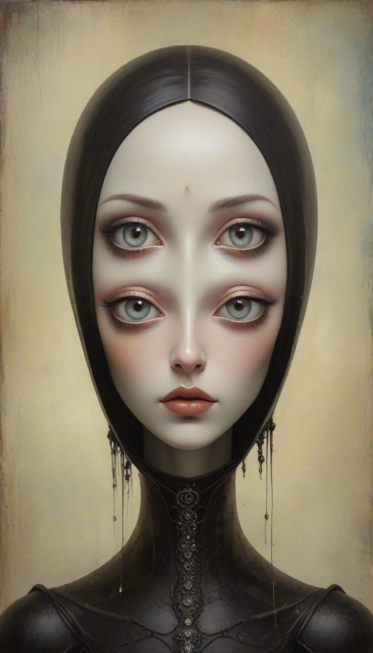 Ethereal Gothic Goddess in Dreamlike Landscape