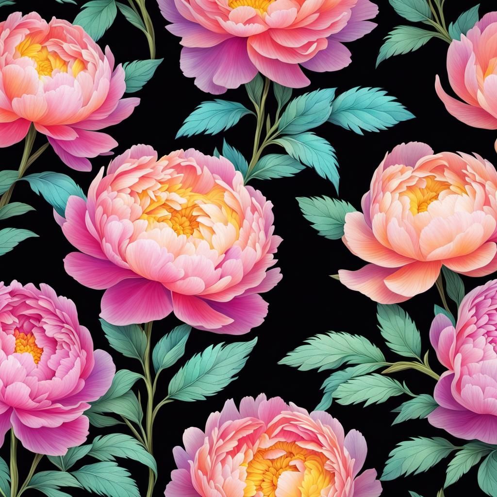 Abstract Floral Optical Illusion in Saturated Colors