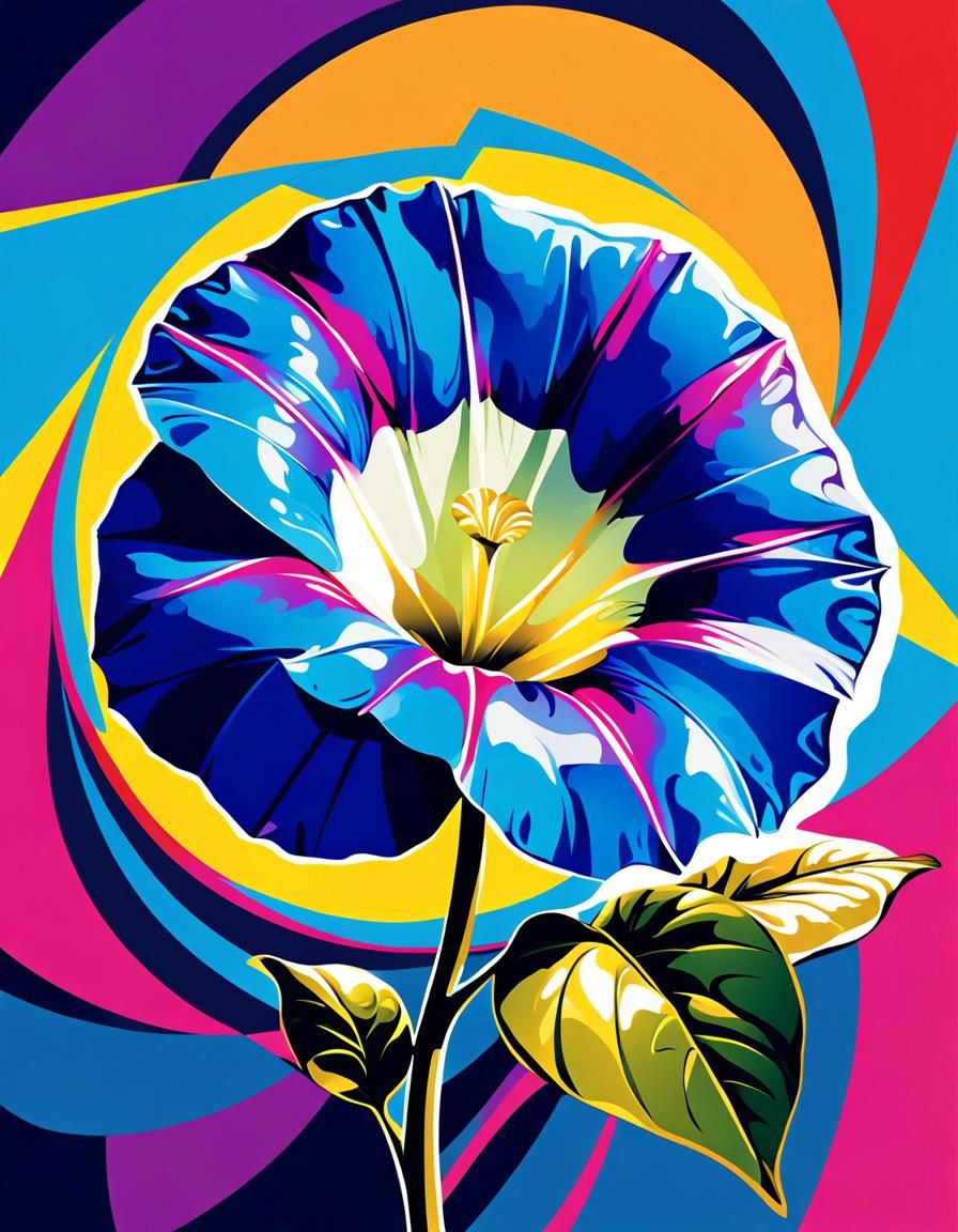 Psychedelic Morning Glory Pop Art in 8k