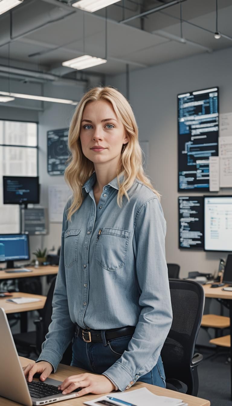 Lena: Dedicated Software Programmer in Modern Tech Workspace