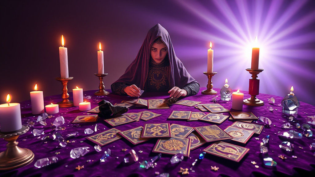 Fortune Teller with Cosmic Oracle Cards in 3D