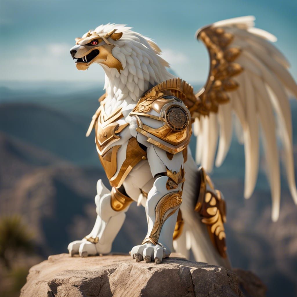 Winged Sabertooth Cat with Gold Armor