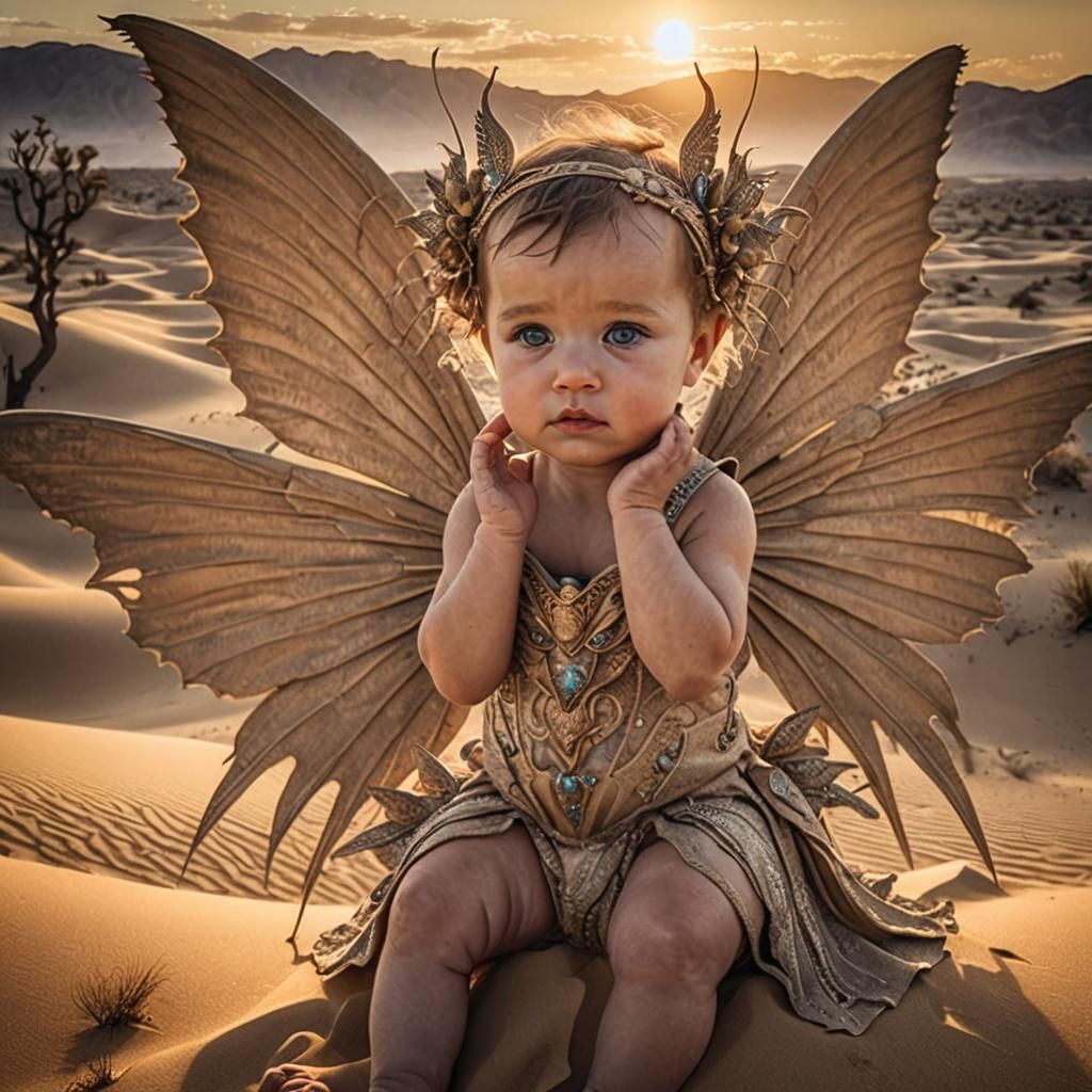Sunset Desert Fairy: Hyperrealistic Cinematic Still