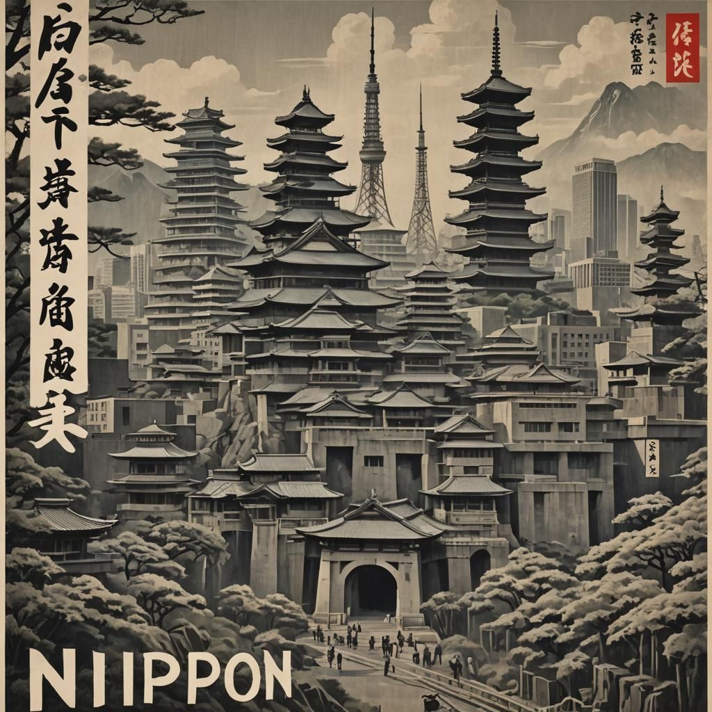 1950s Japanese Brutalist Propaganda Poster