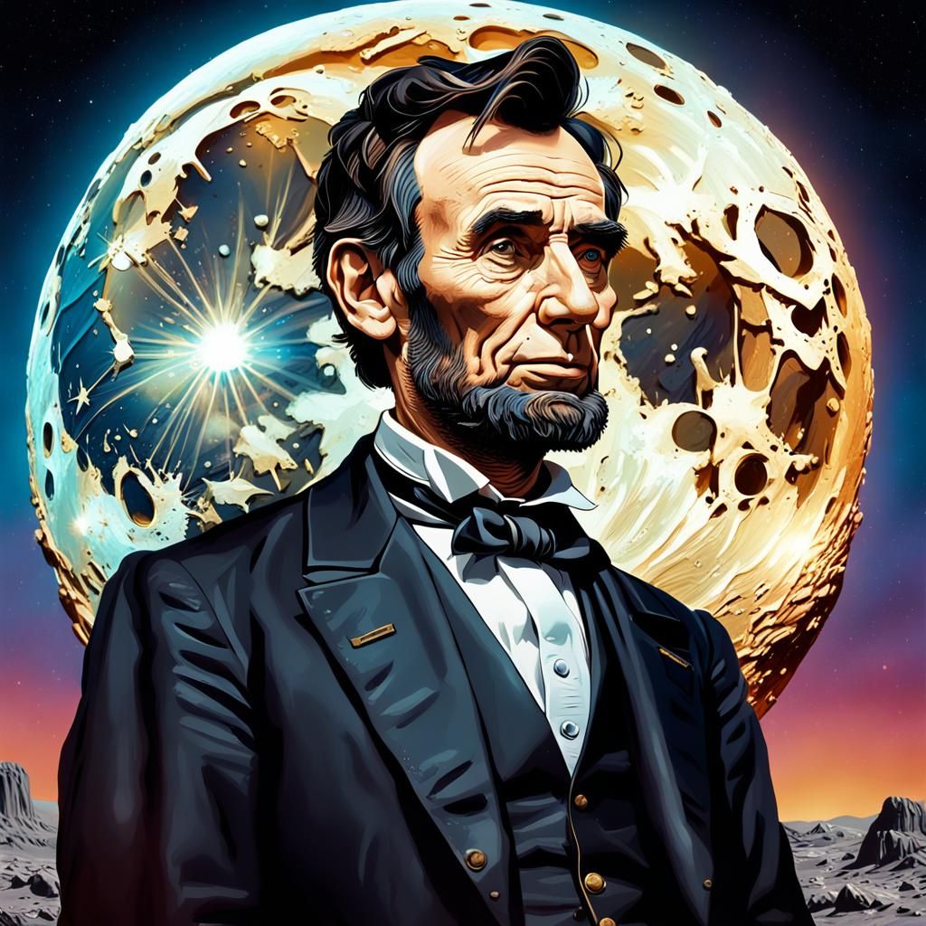 Abraham Lincoln on the Moon: Hyperrealistic Concept Art