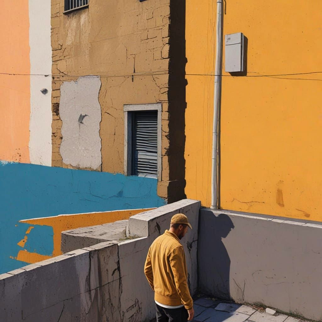 Urban Masterpiece in Mixed Media Collage Style