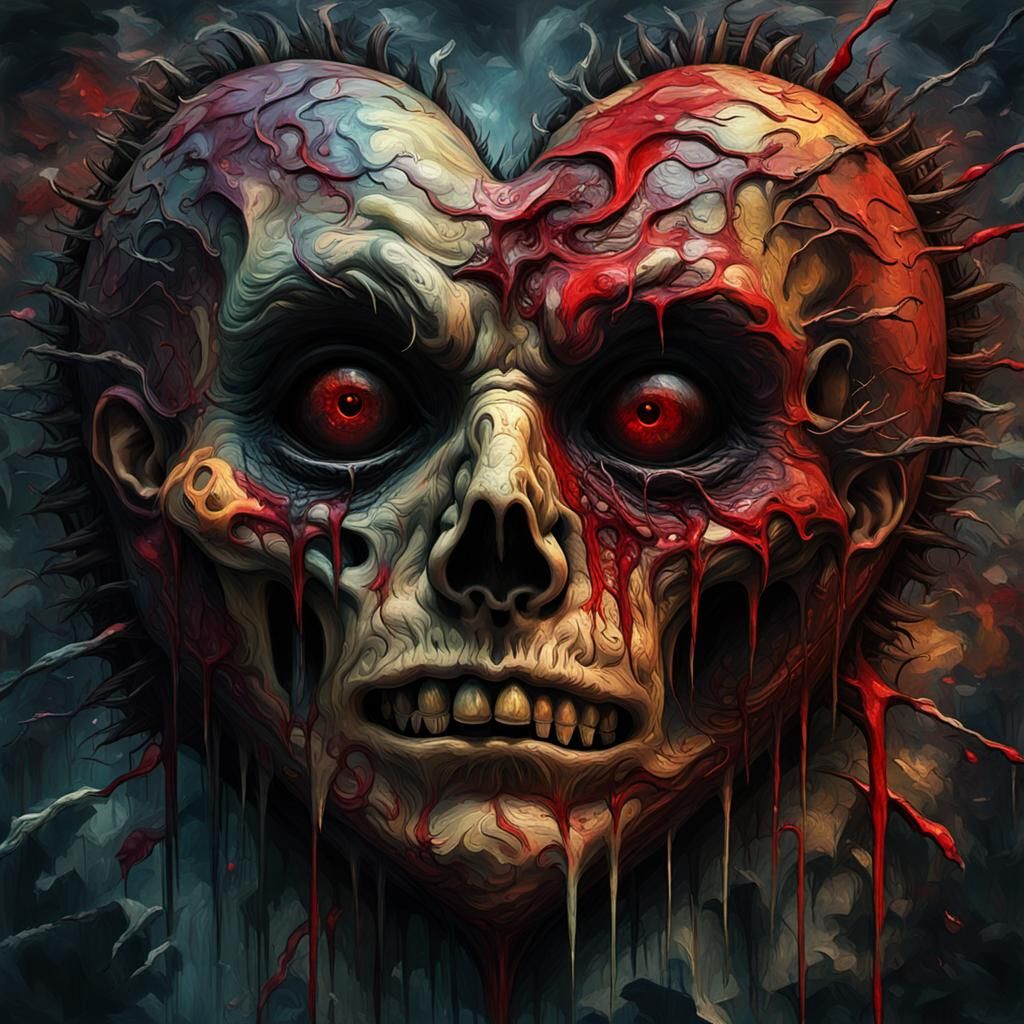 Grotesque Horror Heart in Impressionist Style
