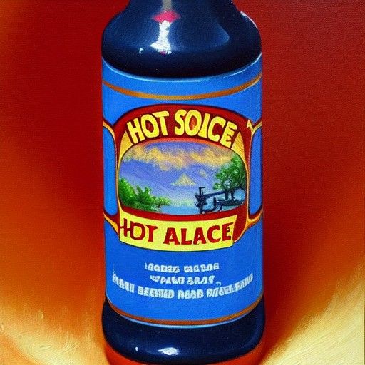 Hot Sauce Label in Oil Painting Style