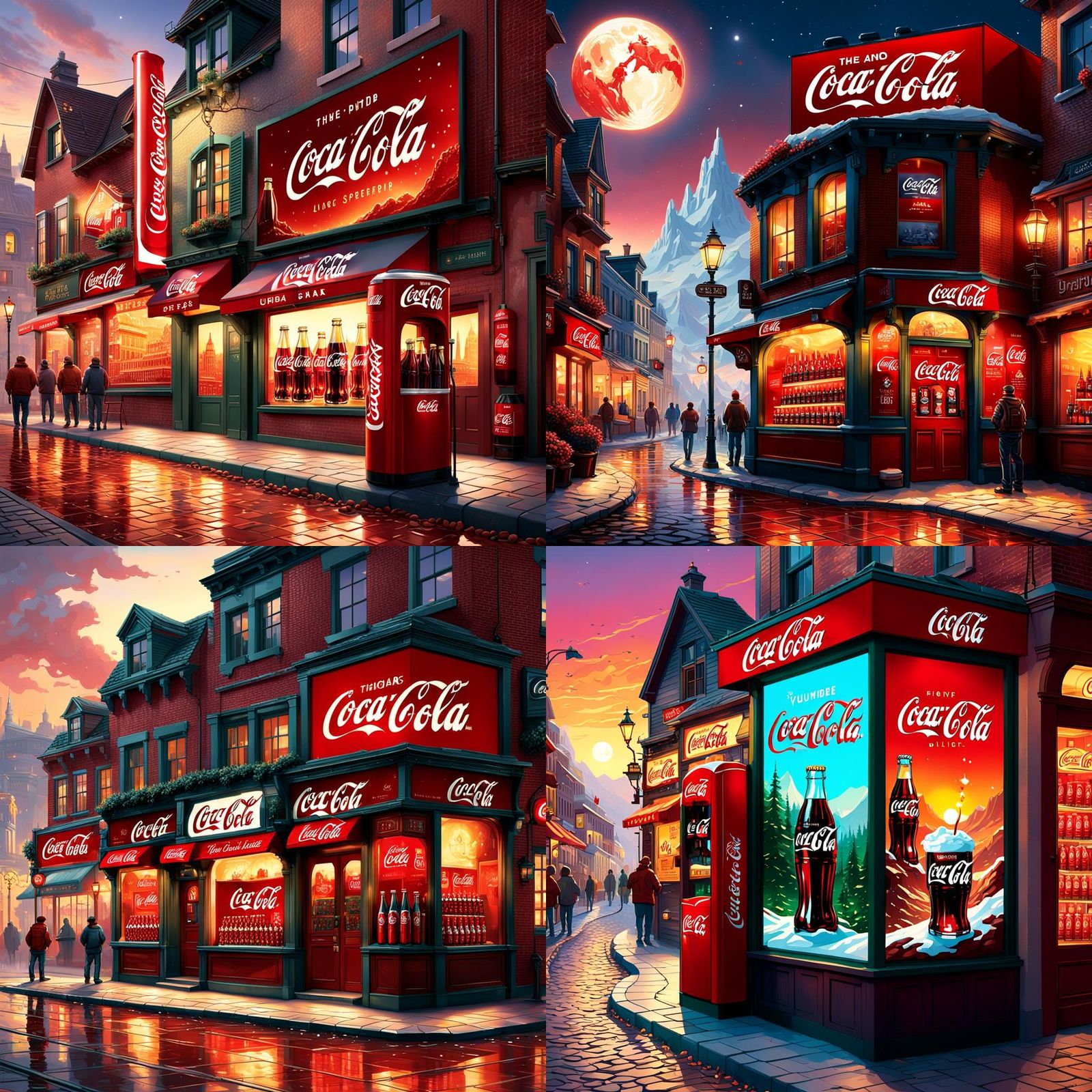 Coca-Cola Ad on Mars in Thomas Kinkade Style