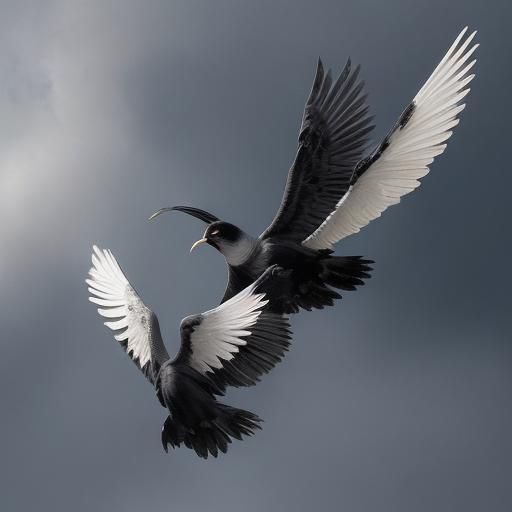 Majestic Black Bird Soaring to Catch Prey