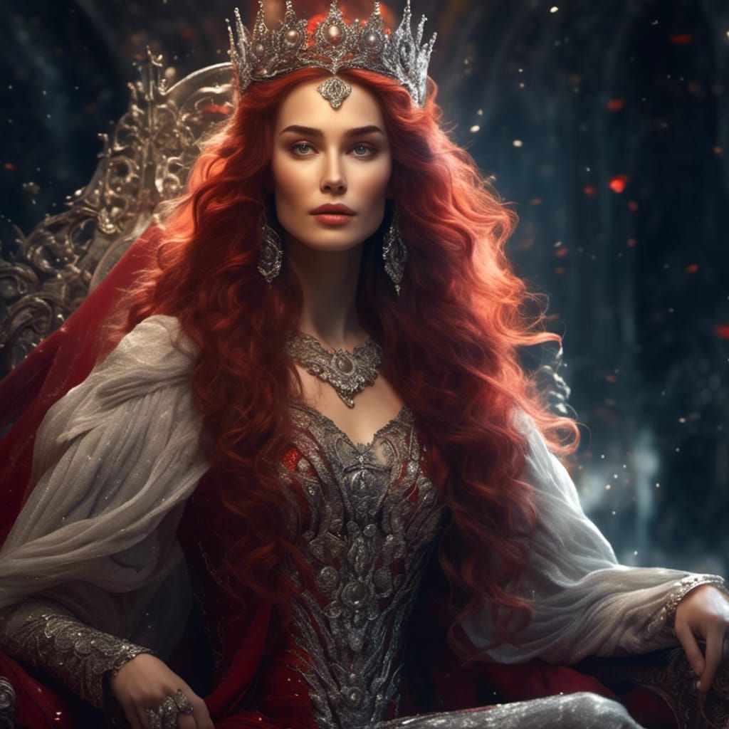 Beautiful Queen on Throne in Hyperreal Style