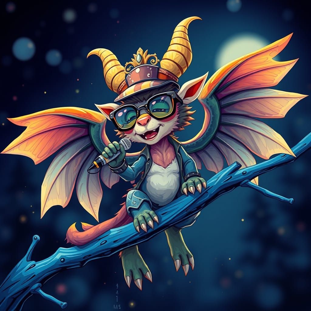 Surreal Kawaii Gluepunk Idol Performs Under Midnight Skies