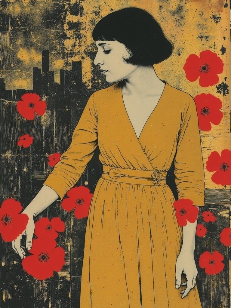 Golden Woman in Ecstatic Abstraction