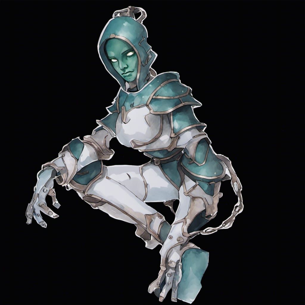 Porcelain Warforged Imbued With Magic, Watercolor Style