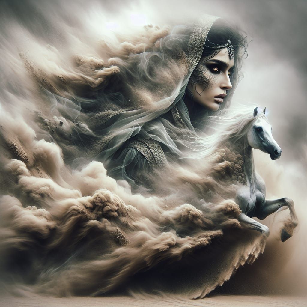 Sandstorm Elemental Queen on White Stallion