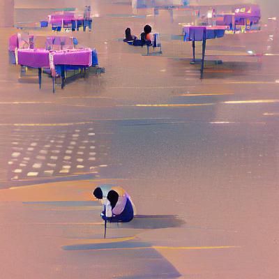 Lonely Figure in Desolate Landscape