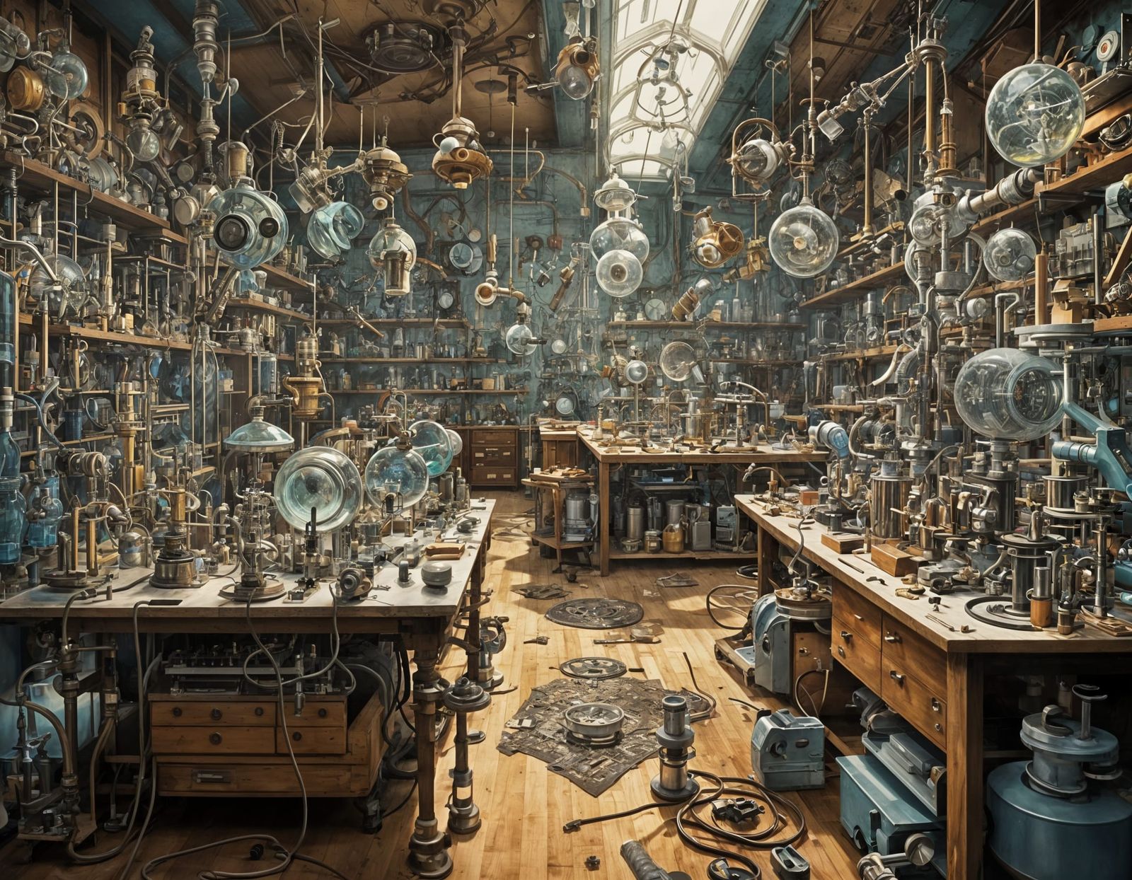 Intricate Luminous Laboratory with Scientific Devices